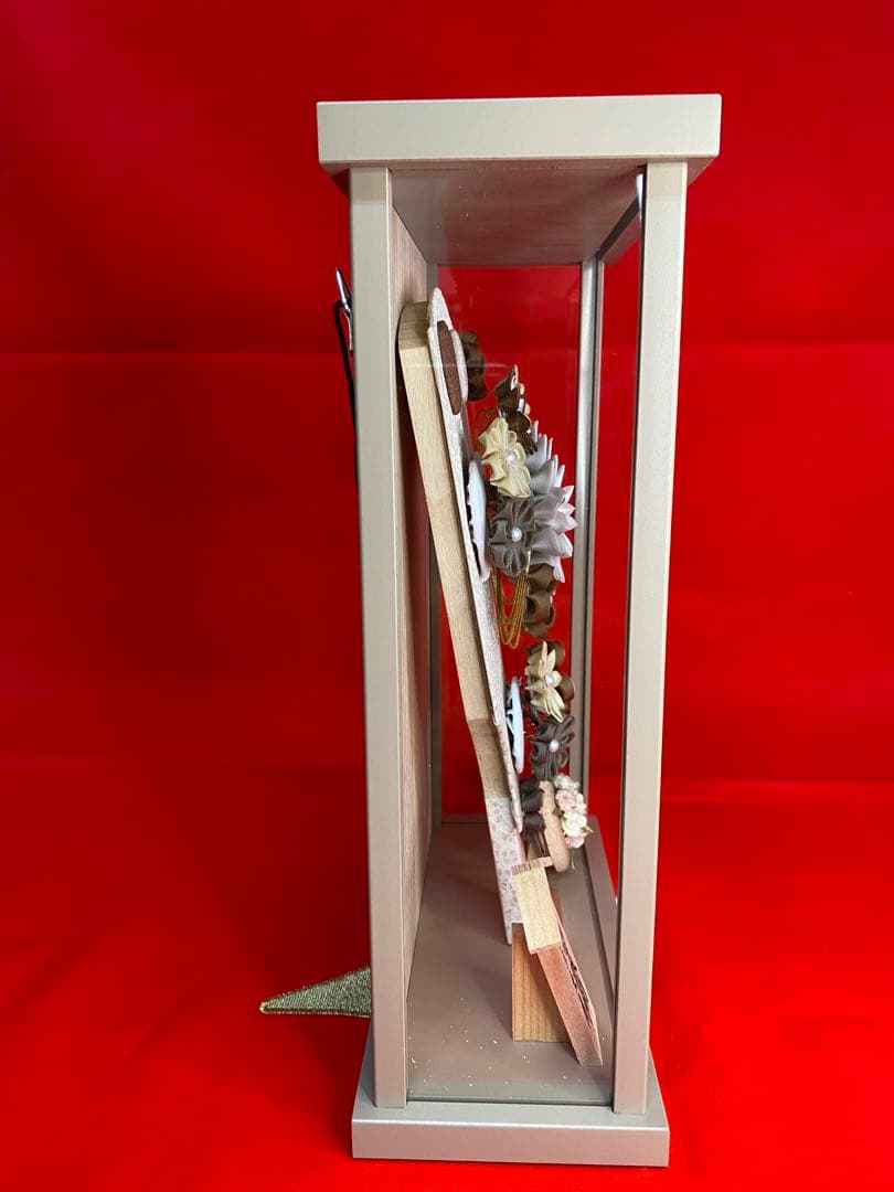 東京久月　かんざし付つまみ細工羽子板・壁掛け・間口約２４×奥行約１１×高約３３㎝