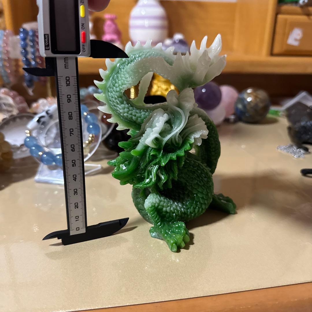 人工　夜光石　龍　置物　幸運