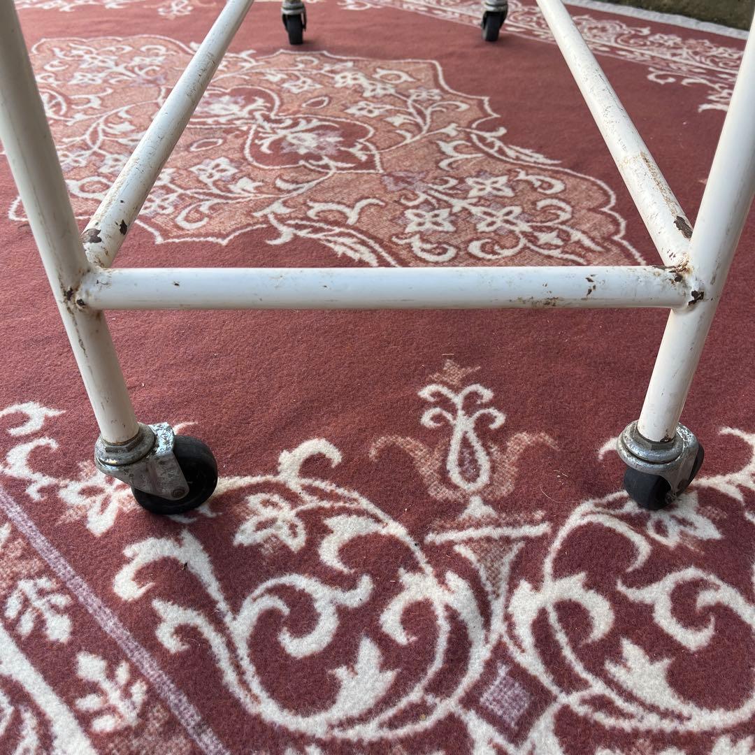 古道具ビンテージ◾️鉄アイアン シャビーな風合い キャスター付き 作業台 テーブル