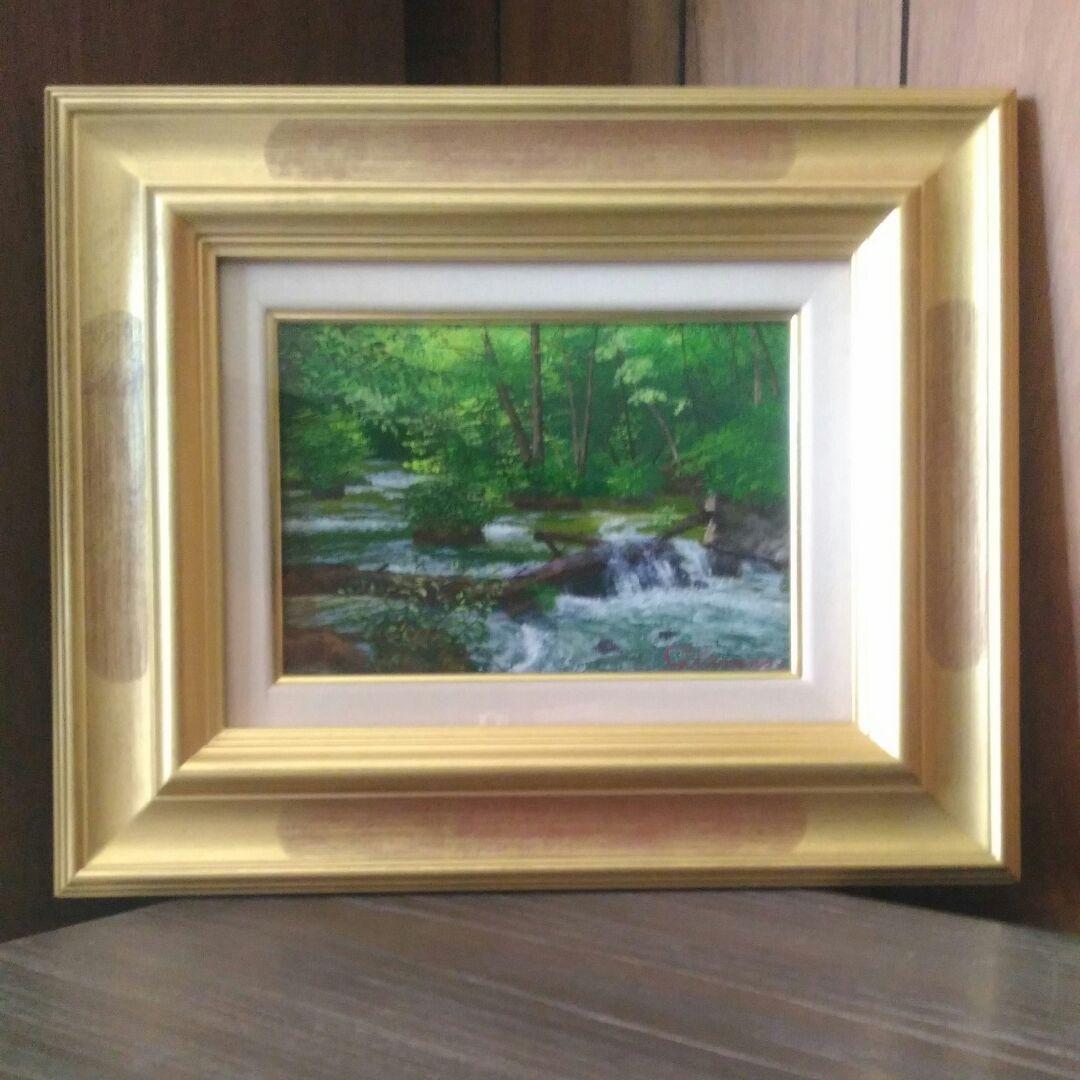 絵画　島根清　奥入瀬三乱の流れ　油絵