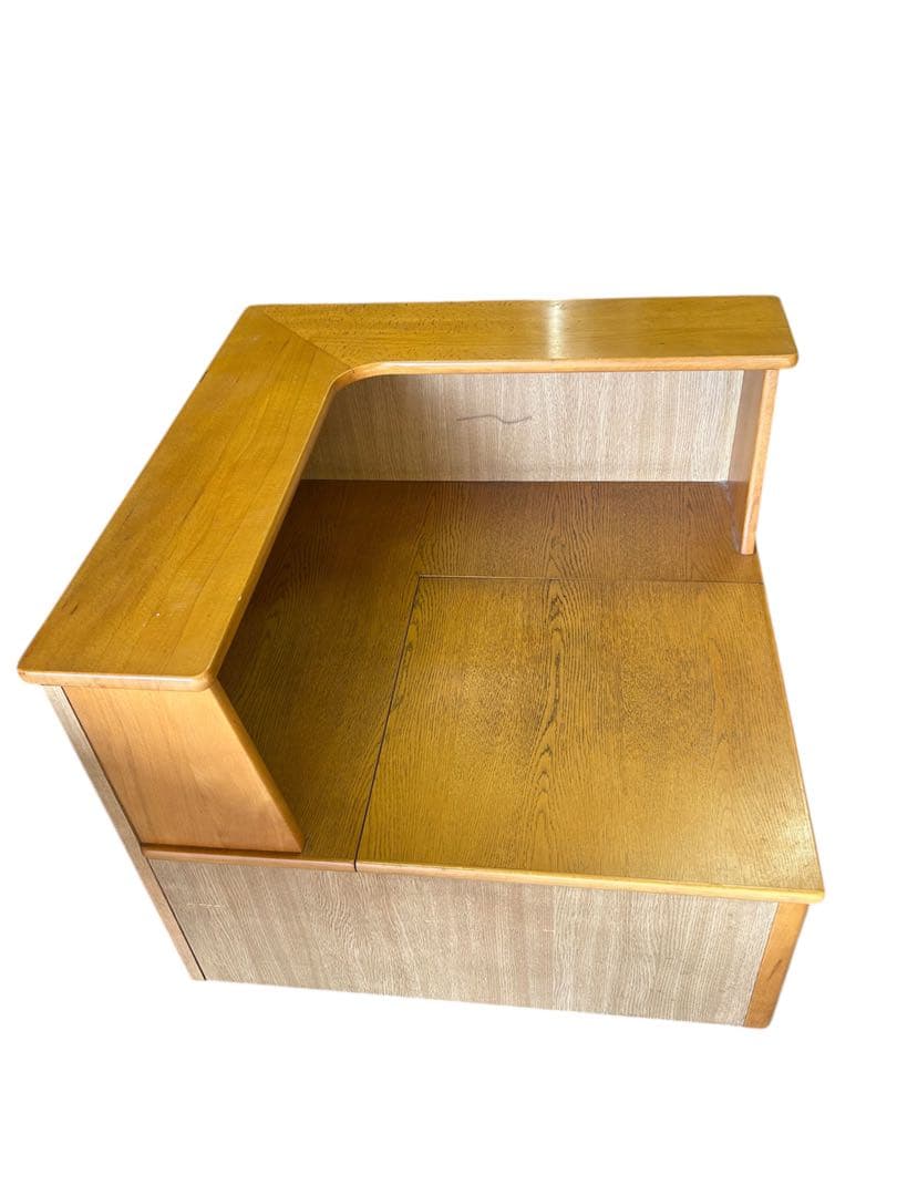 カリモク 60 コーナーボード ★隠しチェスト付 コーナーテーブル ウッド調