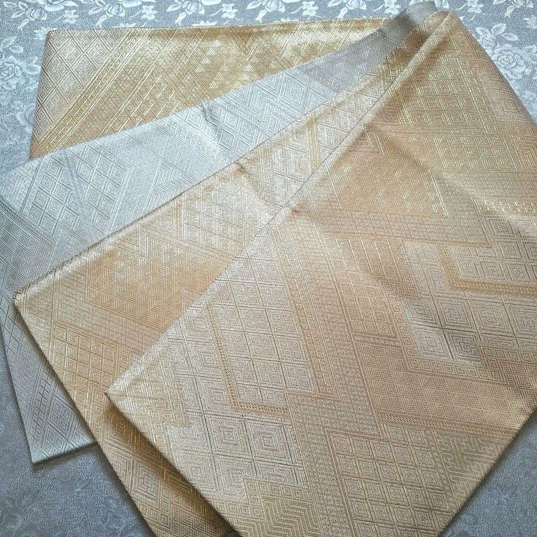 【K753】七五三 七歳　 時短！ 二部式作り帯 3ローズ♪金&銀　化繊