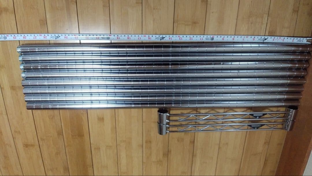 メタルラック 177×90×46 4枚➕ハーフ板 サイドバー　キャスター送料込