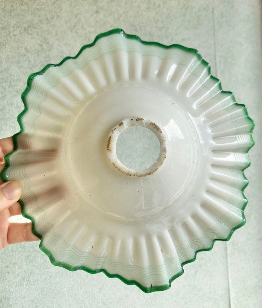 電傘 ミルクシェード ガラス ランプ 大正ガラス