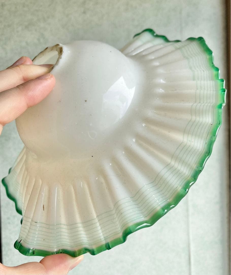 電傘 ミルクシェード ガラス ランプ 大正ガラス