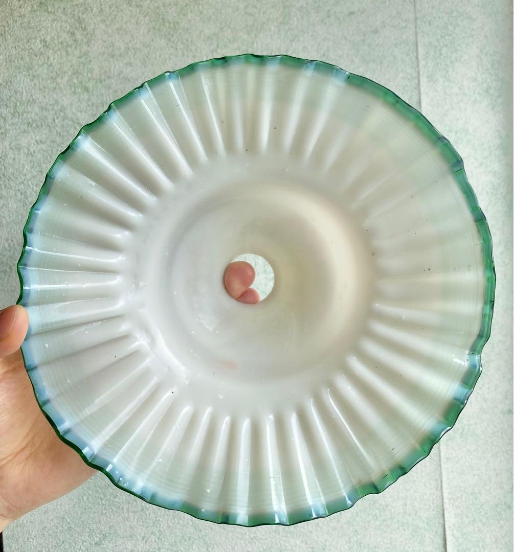 電傘 ミルクシェード ガラス ランプ 大正ガラス