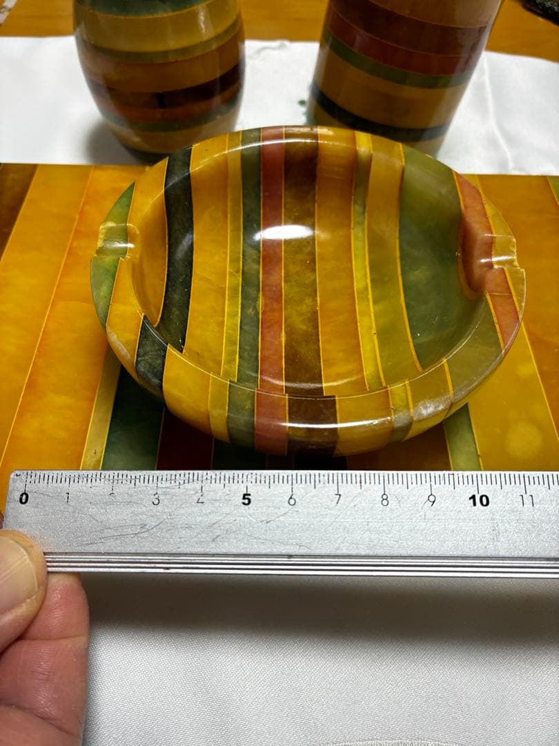 大理石イタリア製マルチカラー 置き型灰皿セット