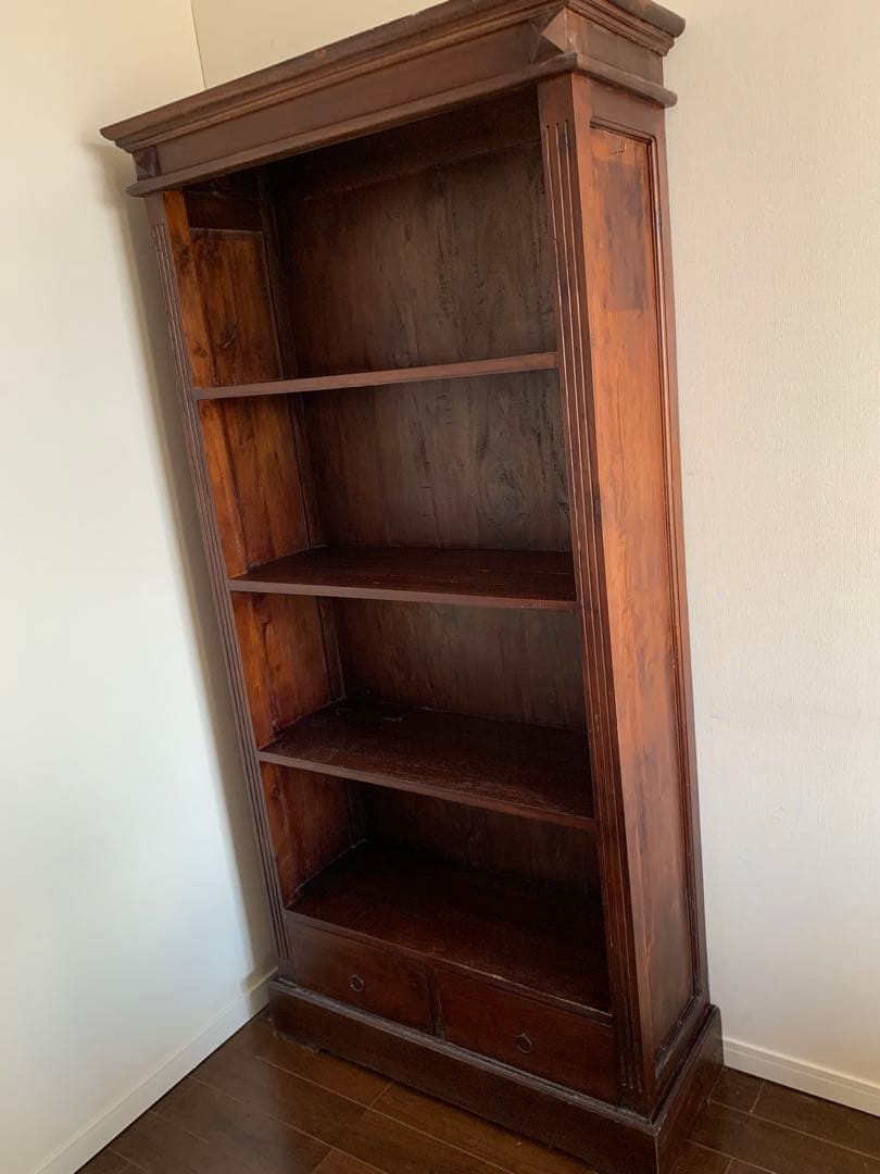 B-company アジアン家具 本棚 シェルフ 収納棚（引き出し付き）