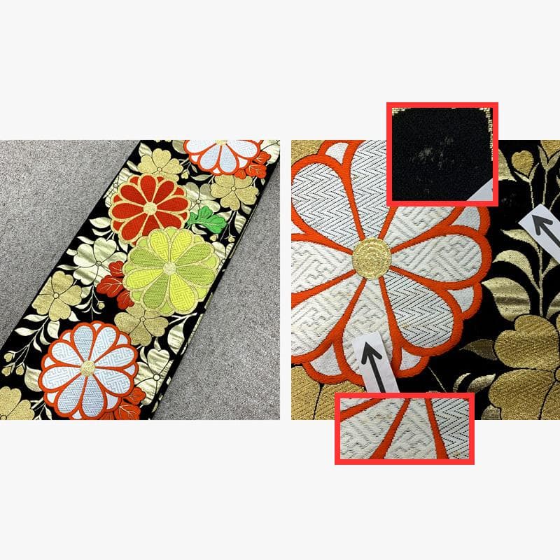 509ag4□七五三 七歳 女児 着物&袋帯 金駒刺繍 地紋 花鼓 雲取り□美品