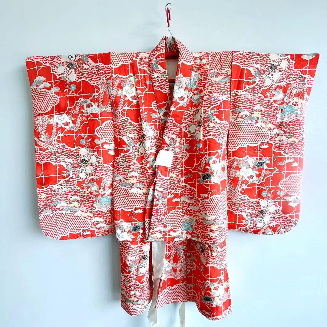 【昭和レトロセット】　七五三　7歳女の子　小物セット　朱地　51528
