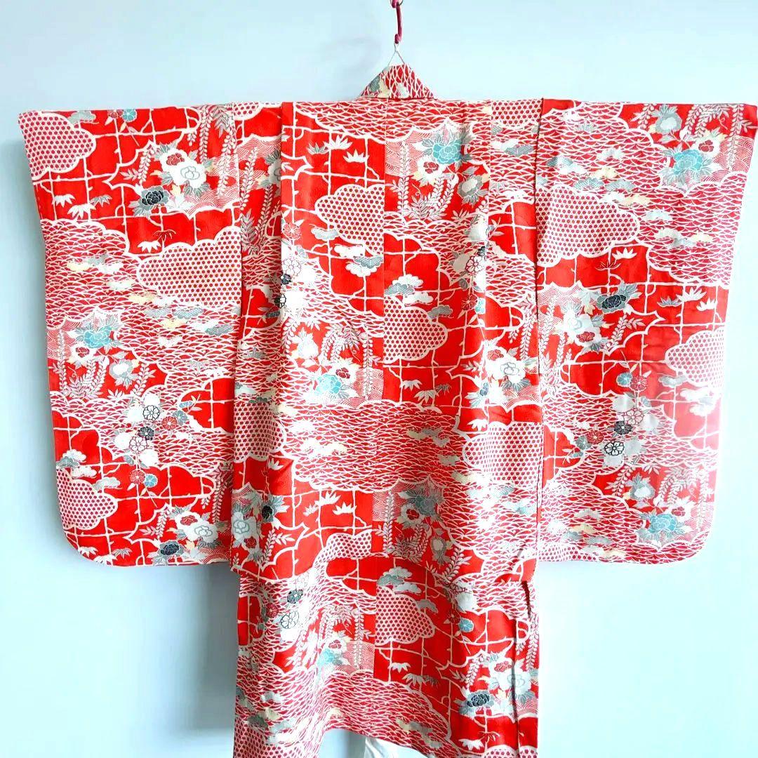 【昭和レトロセット】　七五三　7歳女の子　小物セット　朱地　51528