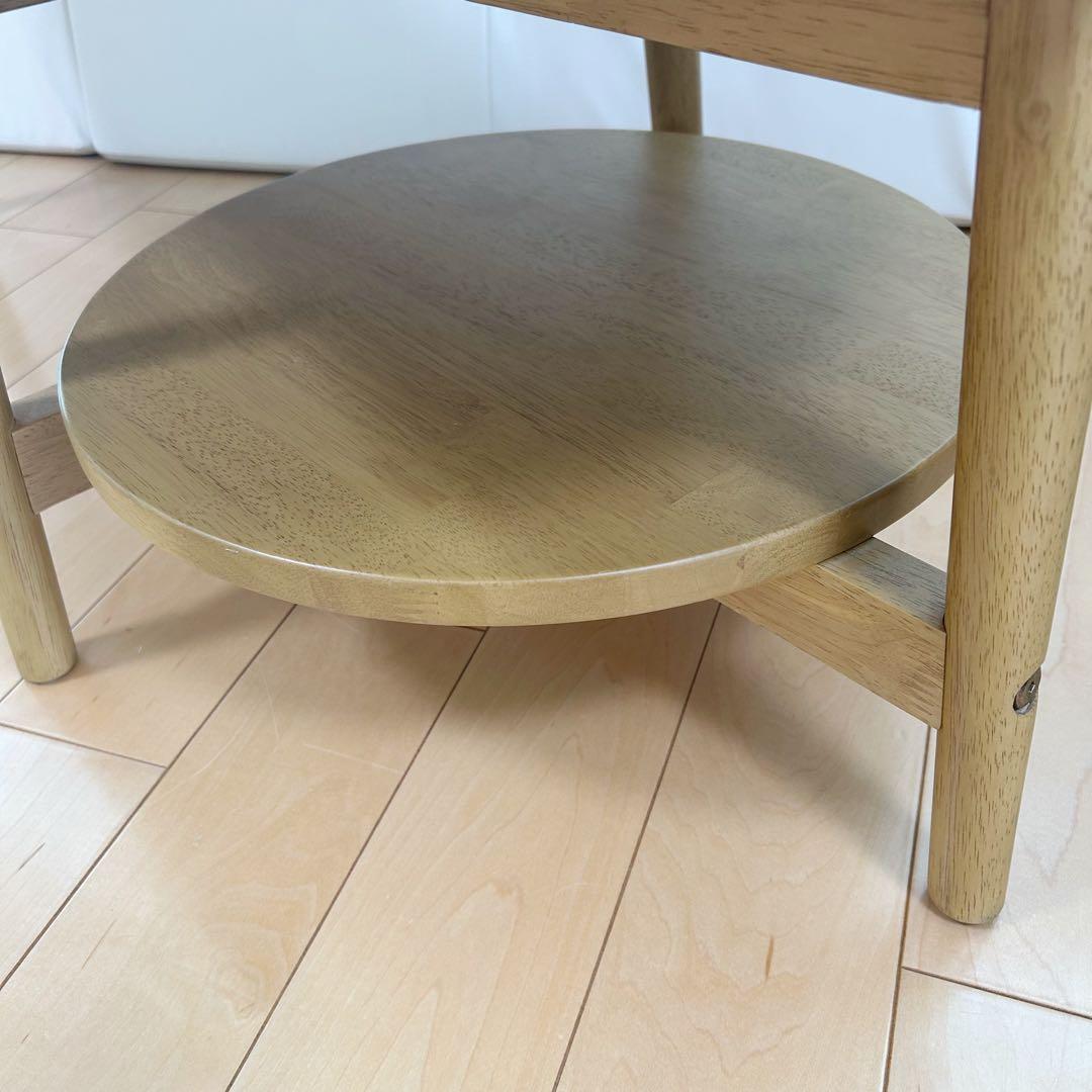 変形型の薄型リビングローテーブル　豆型テーブル　センターテーブル　ナチュラル美品