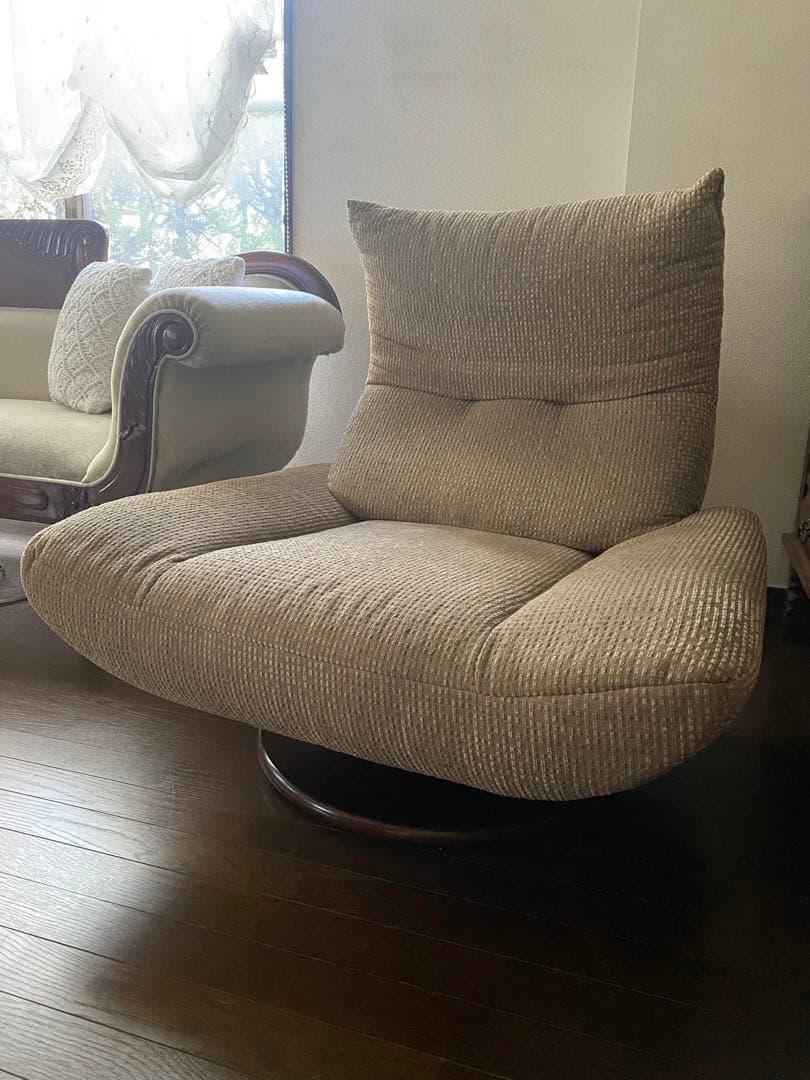 リクライニングチェア 木製回転ベース