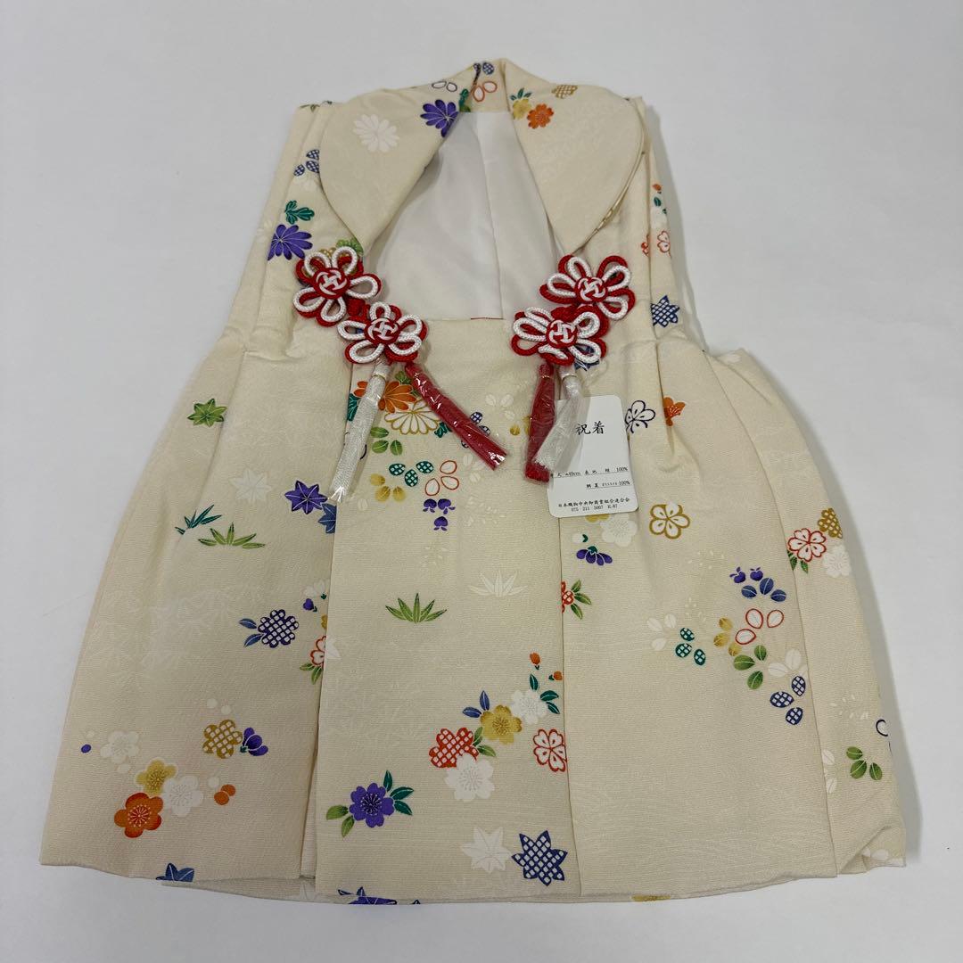 新品 正絹 被布 単品 友禅 手描 薄クリーム地 七五三 被布コート