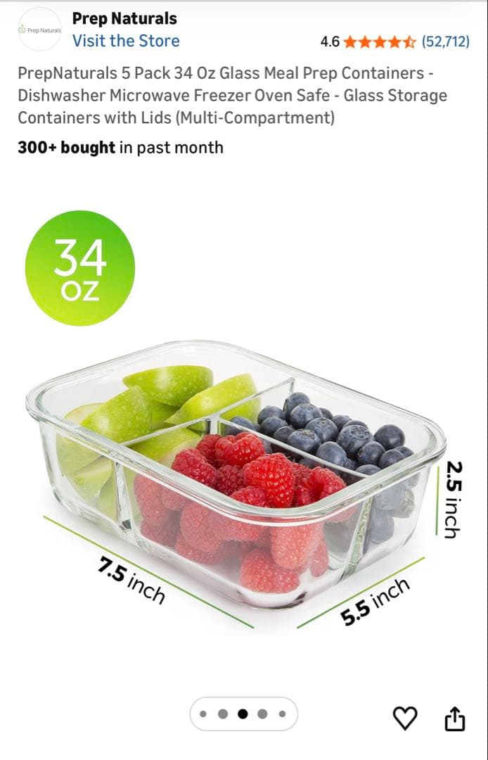 Prep Naturals ガラス製食品保存容器 10個セット