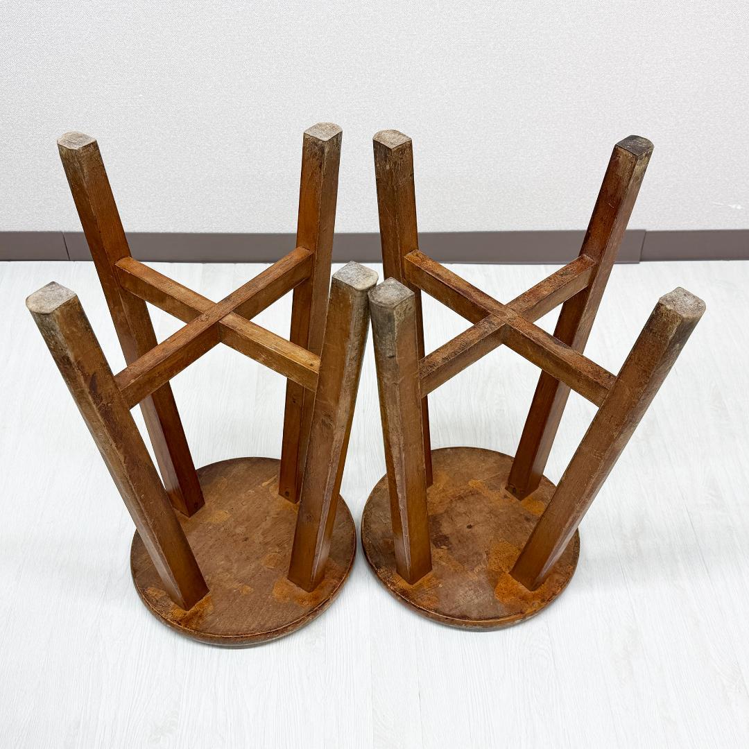 昭和レトロ 木製 丸椅子 2個セット