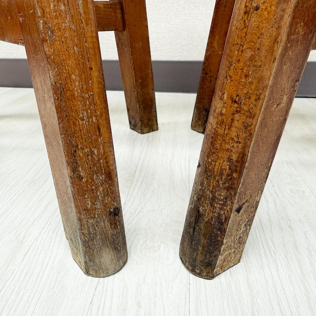 昭和レトロ 木製 丸椅子 2個セット