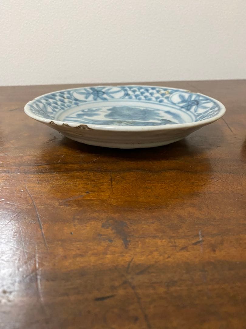 明時代 青花皿 唐物 花鸟