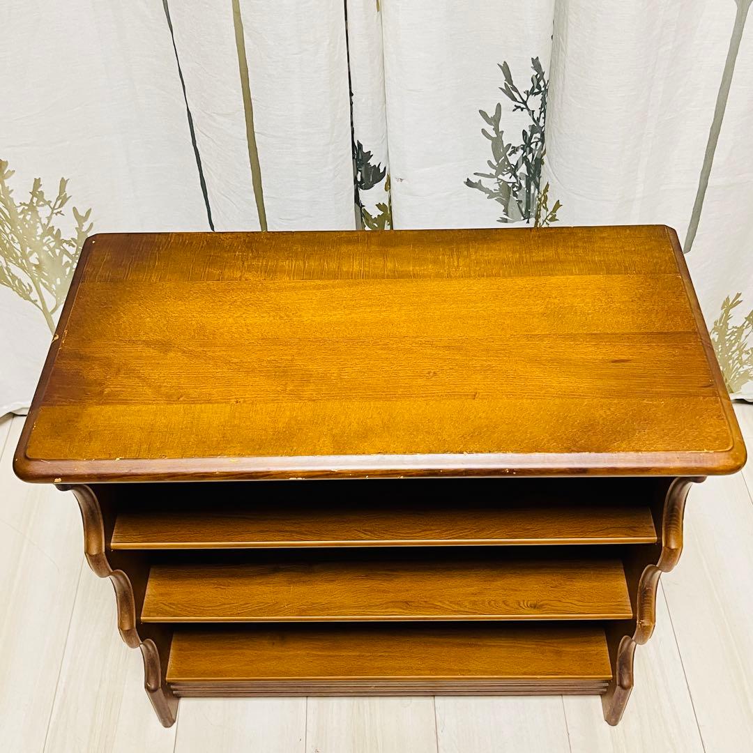 昭和レトロ カリモク コロニアル 木製ラック 木製 飾り棚 スリッパラック古家具