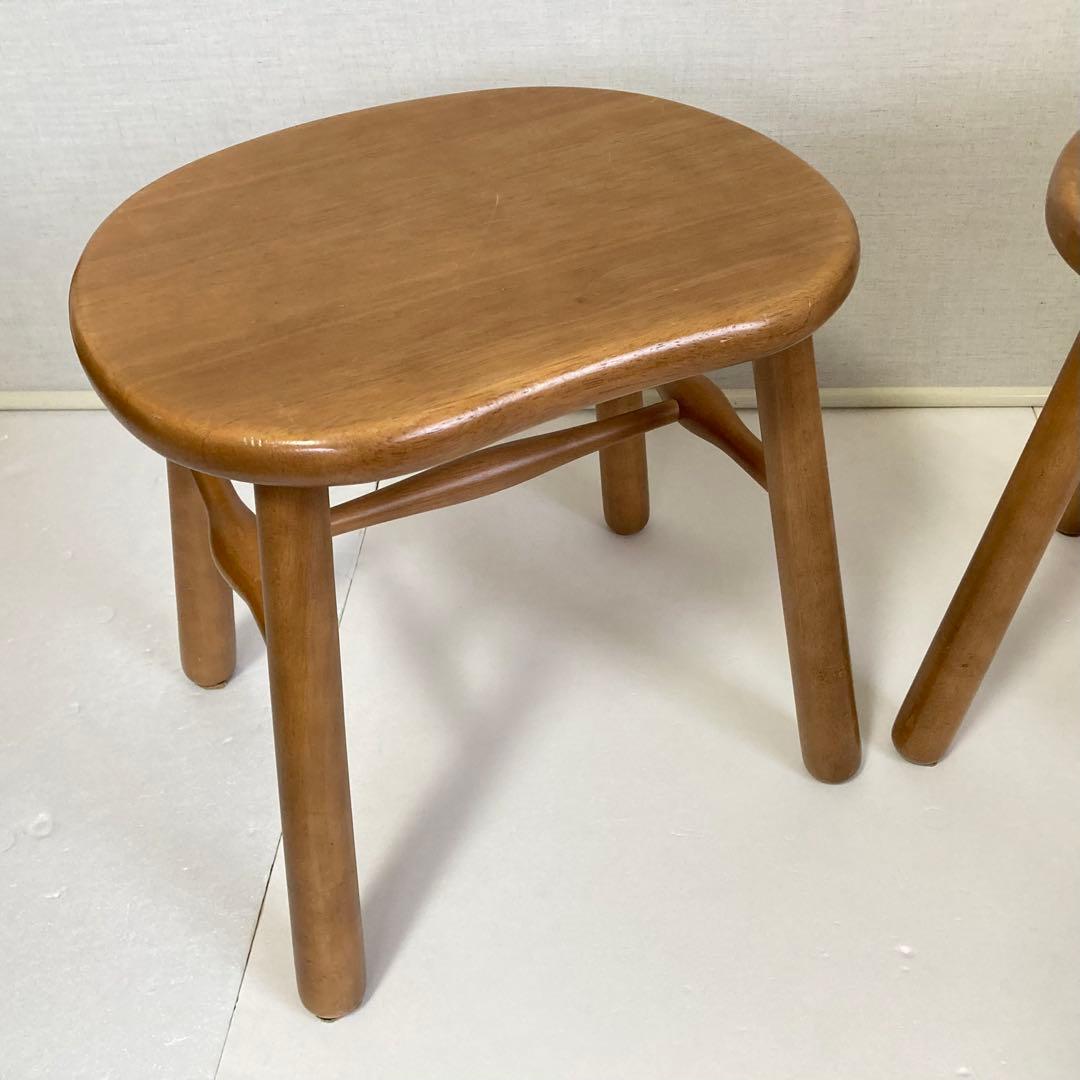カリモク スツール チェア 椅子 置物台 ナチュラル 2脚 木製 家具 レトロ