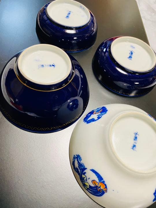 深川製磁 明治期 香蘭社 茶碗と小皿のペアセット4点 新品 激レア 超希少