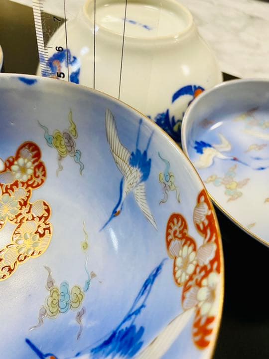 深川製磁 明治期 香蘭社 茶碗と小皿のペアセット4点 新品 激レア 超希少