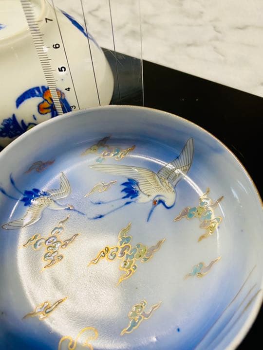 深川製磁 明治期 香蘭社 茶碗と小皿のペアセット4点 新品 激レア 超希少