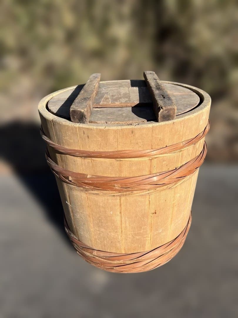 木製　漬物樽　蓋付き
