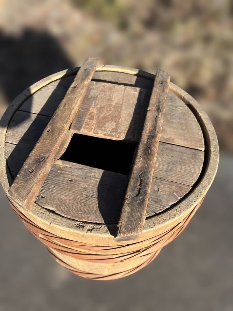 木製　漬物樽　蓋付き