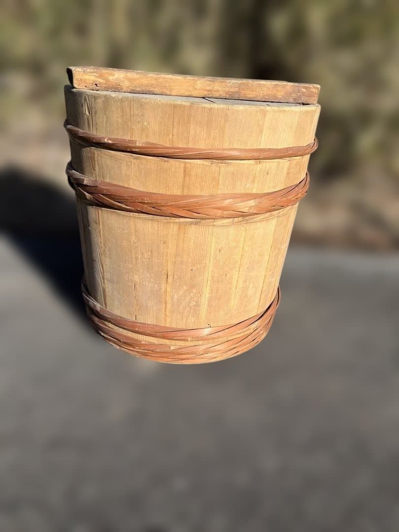 木製　漬物樽　蓋付き