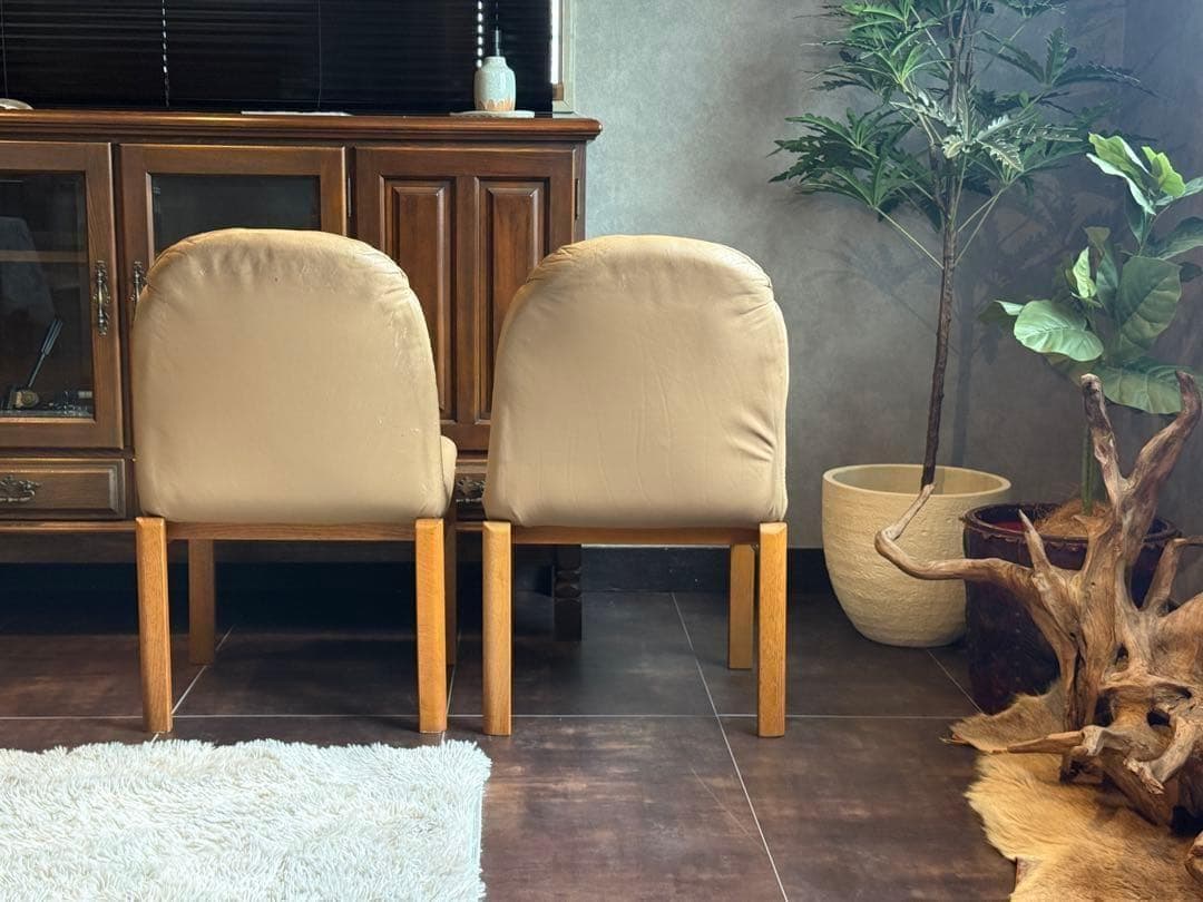 ②FUKURA フクラ　レザー　ヴィンテージ　レトロ　本革　ミッドセンチュリー