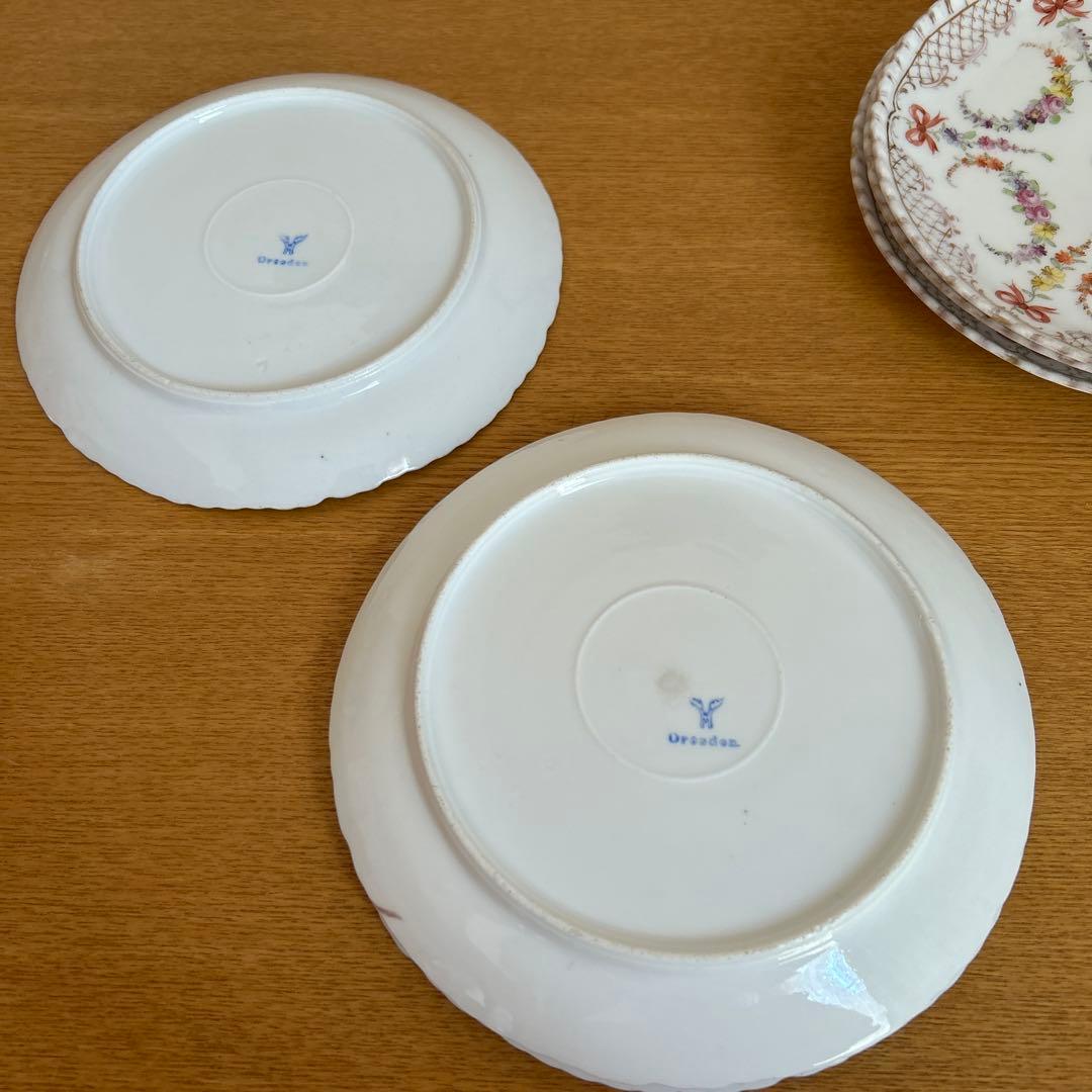 【ドレスデン】Ornamental 花柄リボン皿 6枚セット