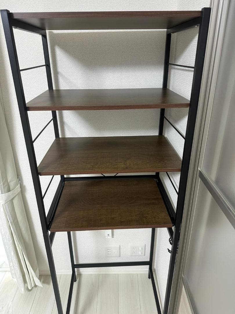 【新品・美品】ヴィンテージテイストのゴミ箱上レンジラック (WAL)