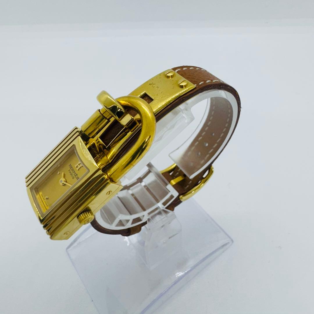 ✨HERMES✨エルメス✨クォーツ✨ゴールド文字盤✨ブラウン✨ケリーウォッチ✨