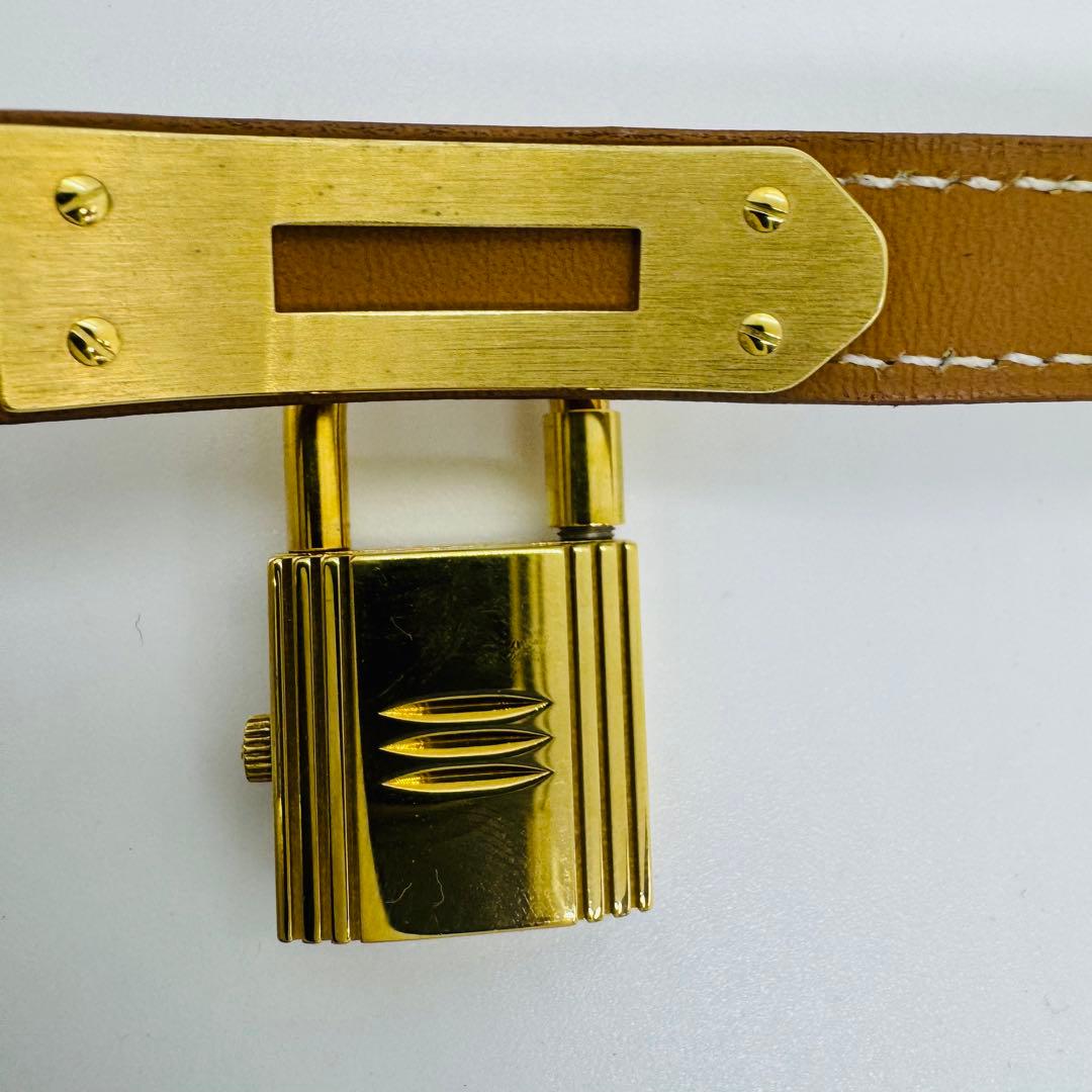 ✨HERMES✨エルメス✨クォーツ✨ゴールド文字盤✨ブラウン✨ケリーウォッチ✨
