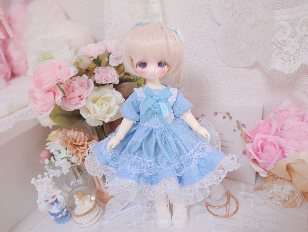 プリンセス風ドレスブルー／1/6ドール服