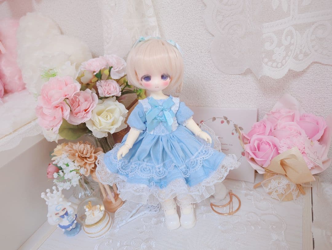 プリンセス風ドレスブルー／1/6ドール服