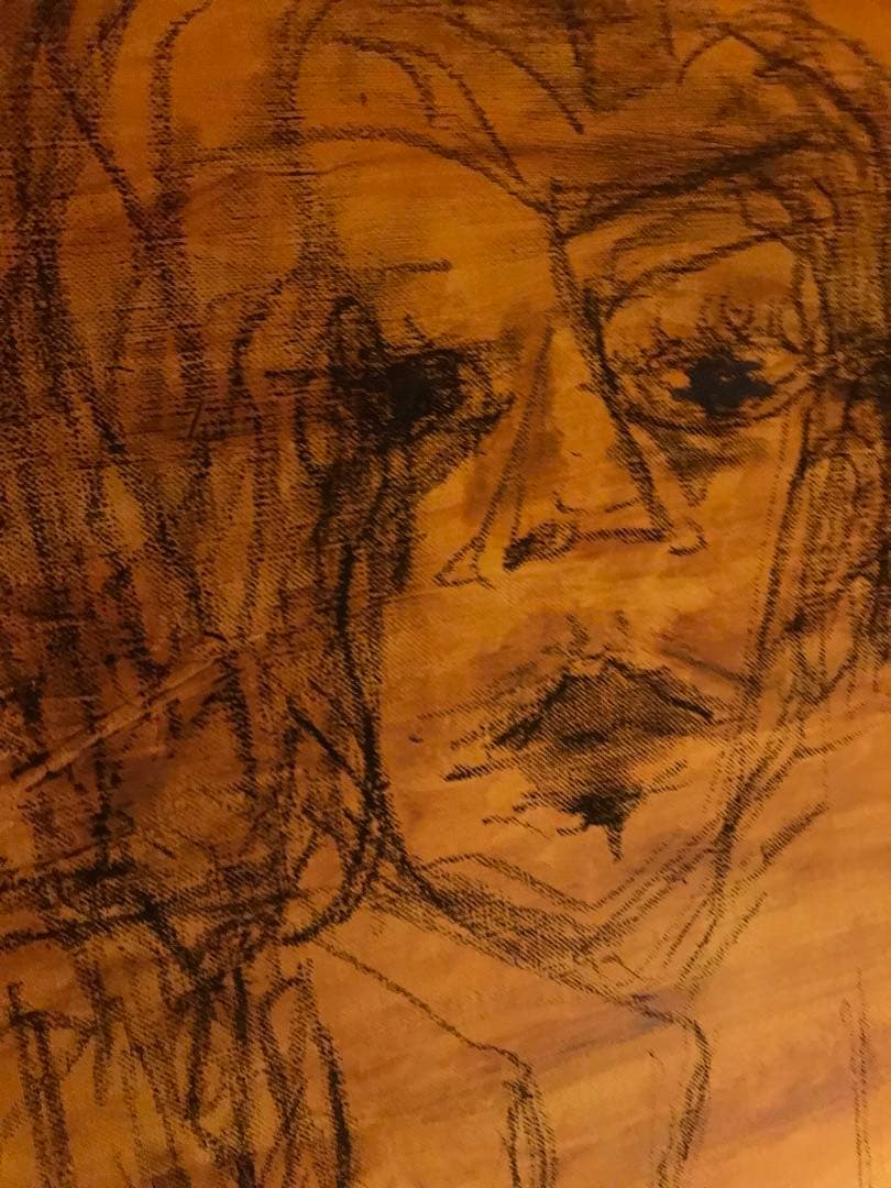 抽象画　バーカウンター　黒人女性　裸