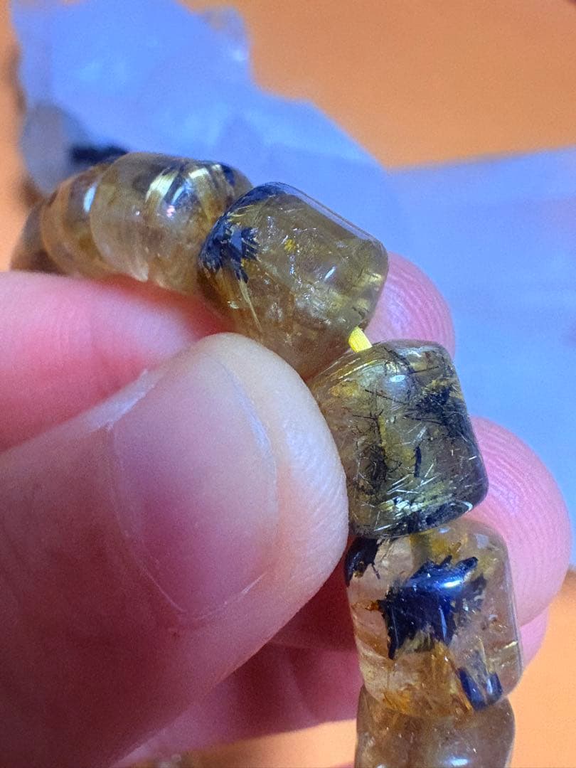 ゴールドルチルクォーツブレスレット　樽型