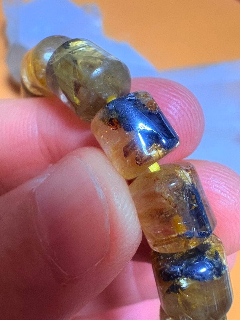 ゴールドルチルクォーツブレスレット　樽型