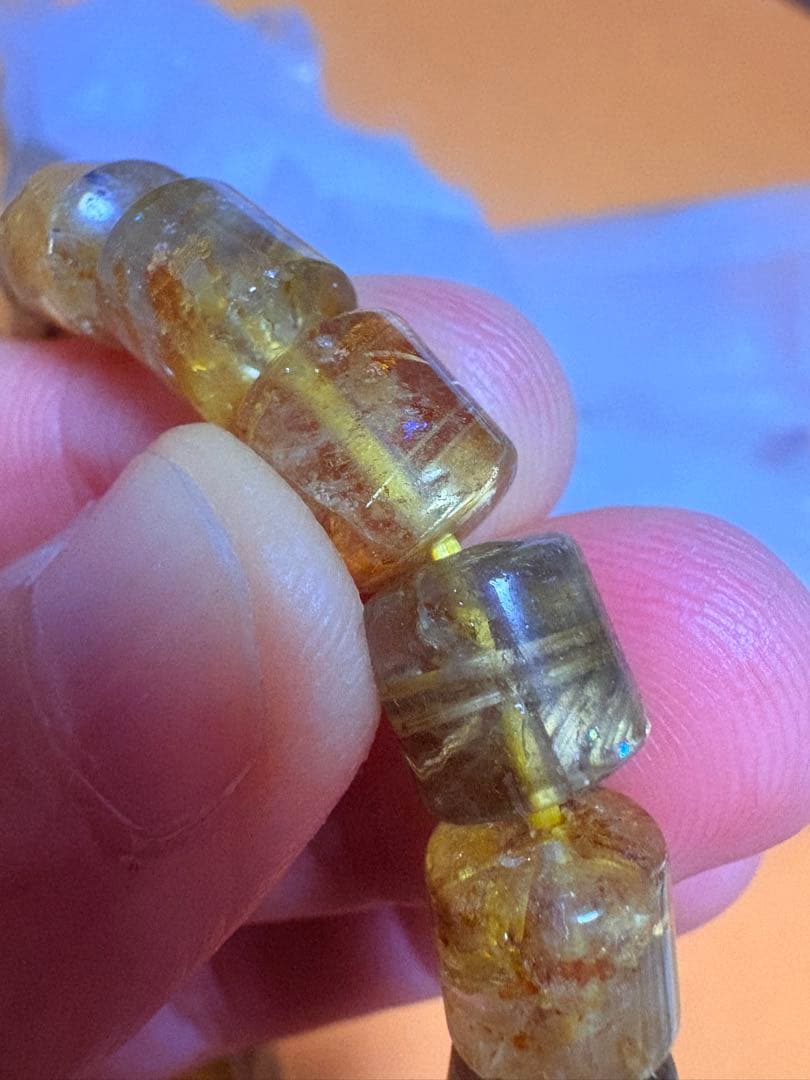 ゴールドルチルクォーツブレスレット　樽型