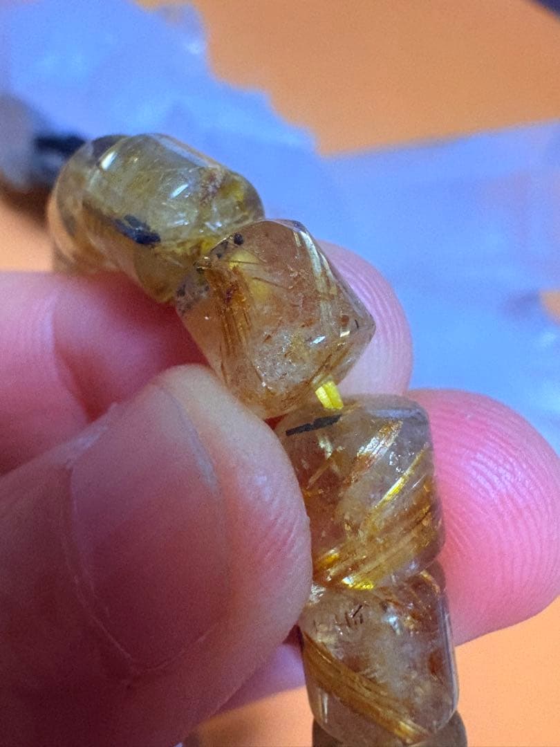 ゴールドルチルクォーツブレスレット　樽型