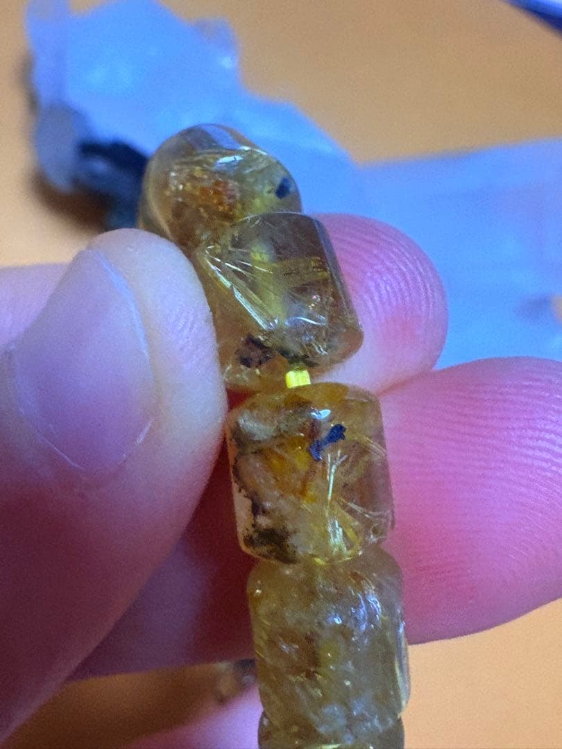 ゴールドルチルクォーツブレスレット　樽型