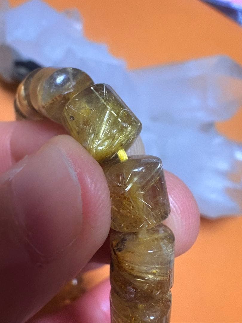 ゴールドルチルクォーツブレスレット　樽型