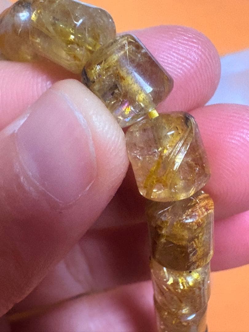 ゴールドルチルクォーツブレスレット　樽型