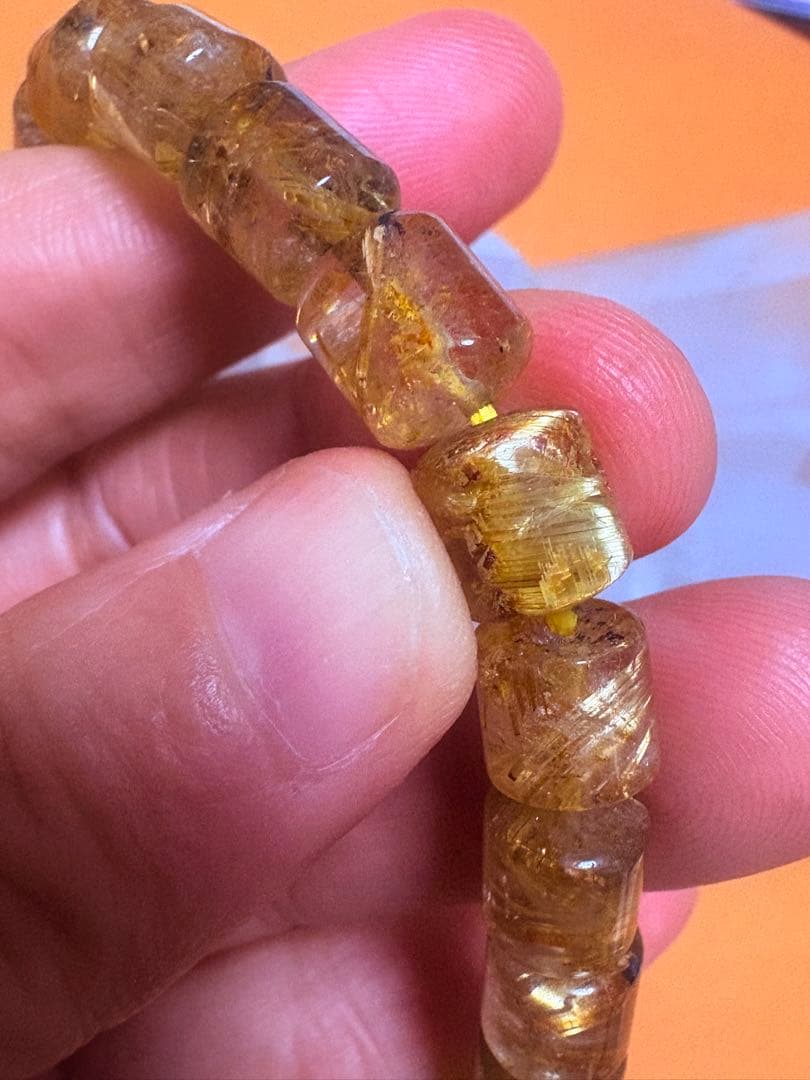 ゴールドルチルクォーツブレスレット　樽型