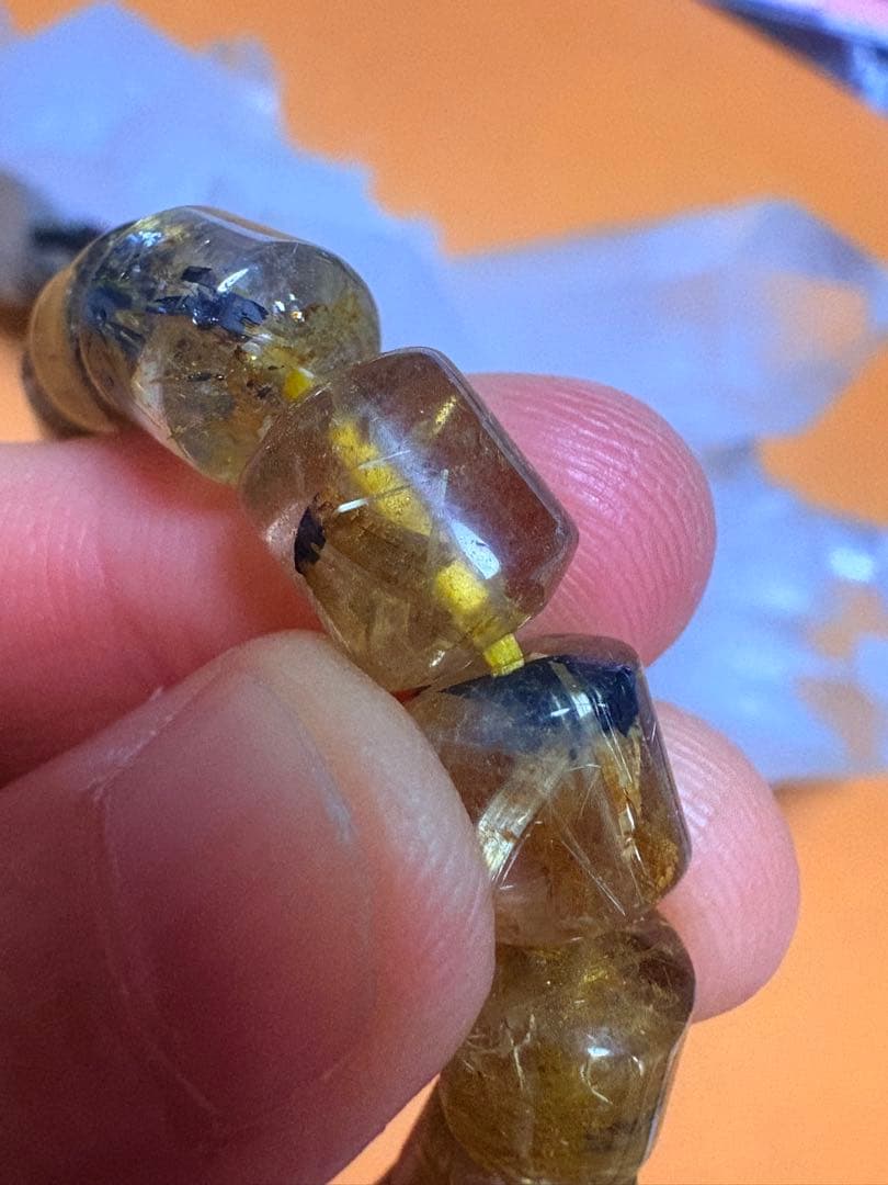 ゴールドルチルクォーツブレスレット　樽型