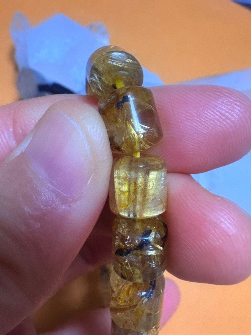 ゴールドルチルクォーツブレスレット　樽型