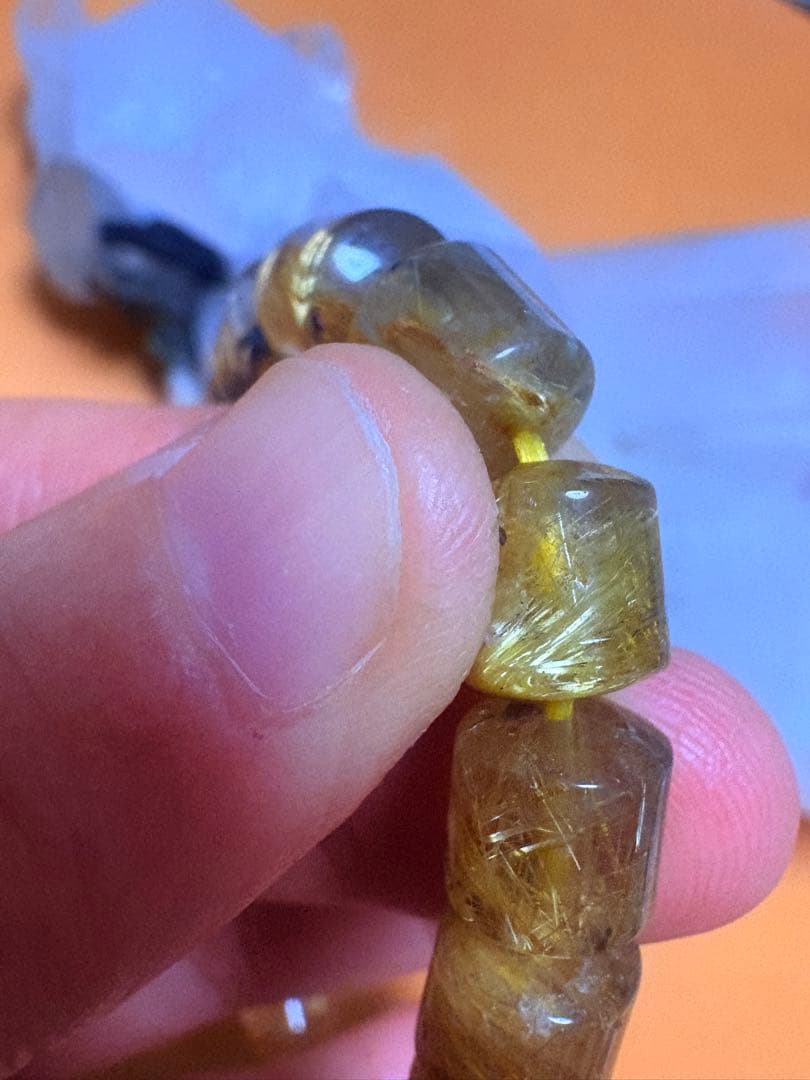 ゴールドルチルクォーツブレスレット　樽型