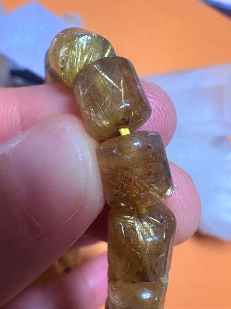 ゴールドルチルクォーツブレスレット　樽型